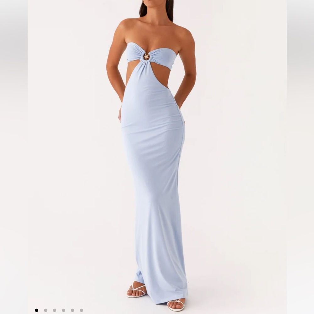 Peppermayo Blue Strapless Cut-Out dress